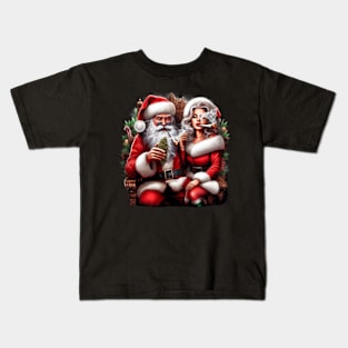 Naughty Mr. and Mrs. Claus T-Shirt - Spreading Mischief for the Holidays Kids T-Shirt